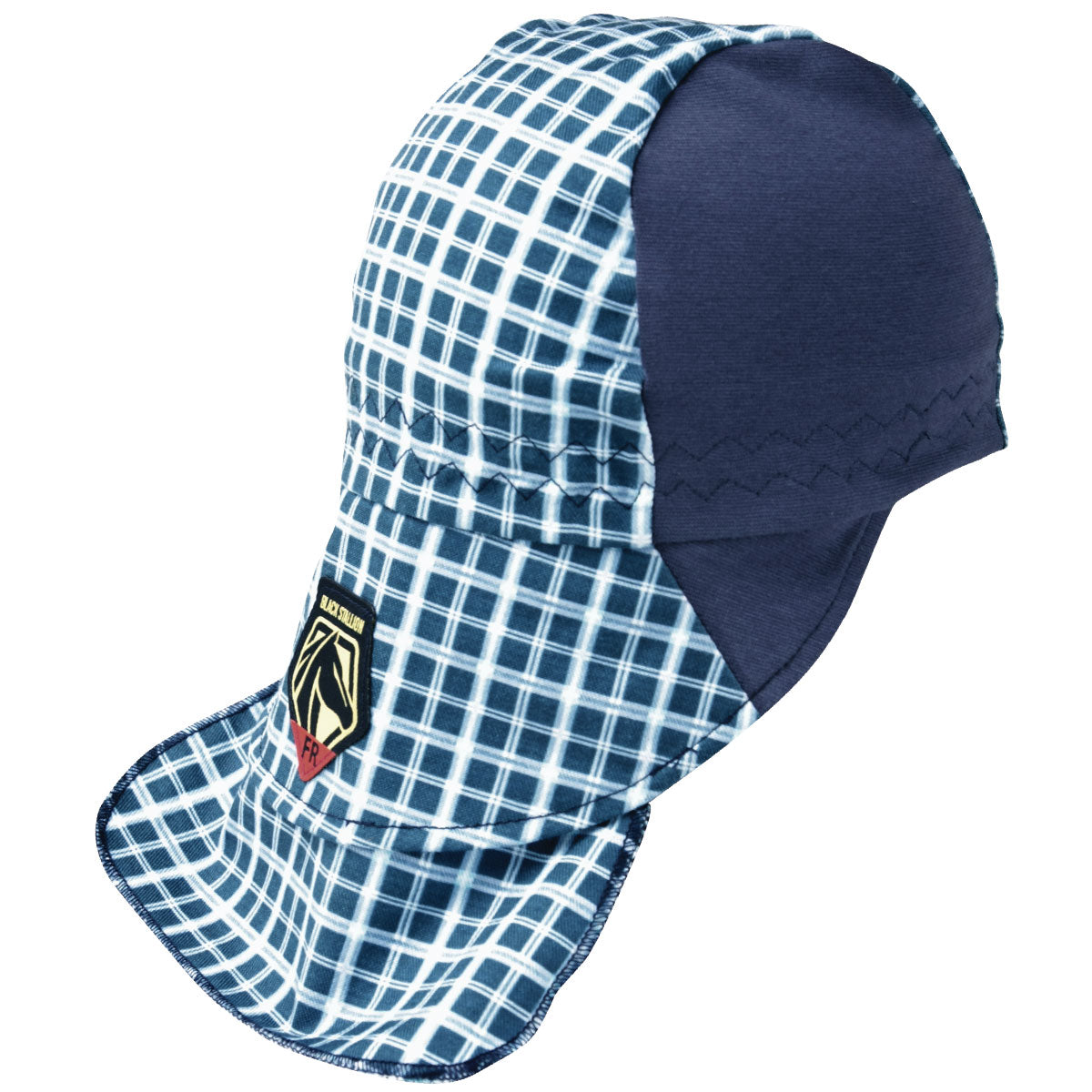 Black Stallion® FR Cotton Welding Cap with Hidden Bill Extension, Navy/Gray