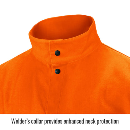 Black Stallion FR Orange Welding Jacket 9 oz. Close Up