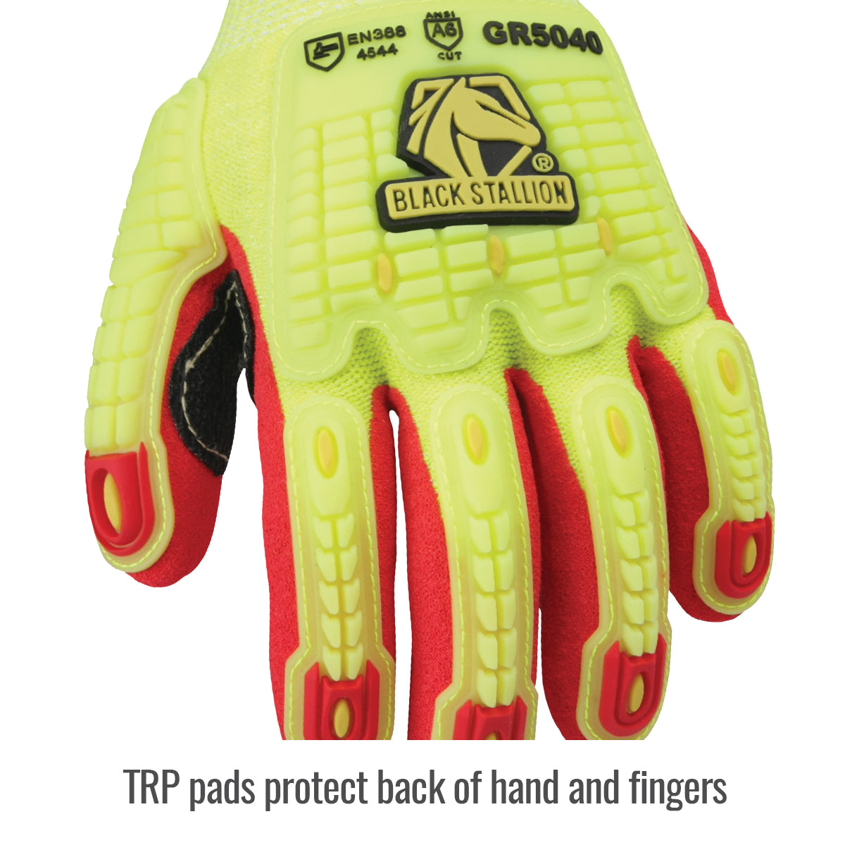 Black Stallion AccuFlex™ A6 Cut & Impact Resistant Hi-Vis Nitrile-Coated Knit Glove Front View