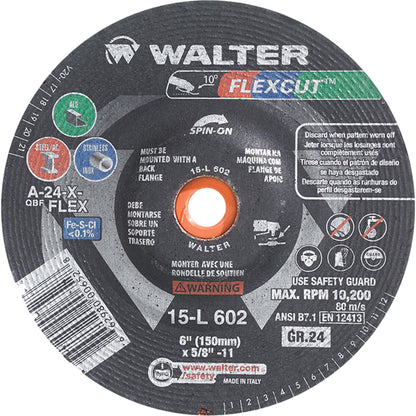 Walter FLEXCUT™ Blending Disc 6" x 5/8"-11 GR:24 Spin-on 15L602